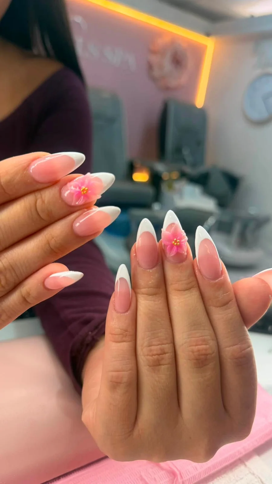 Bright pink custom nail set